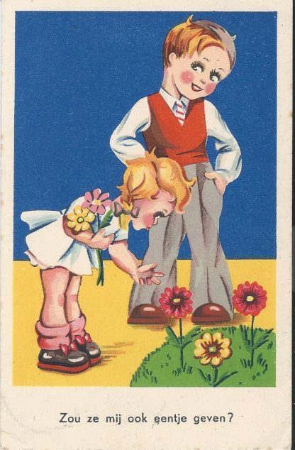Meisje plukt bloemen