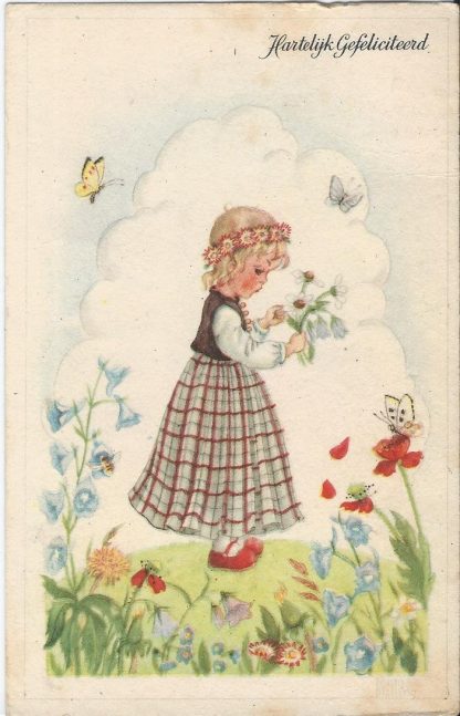 Meisje met bloemenkrans  -  ill. Fabig Distling