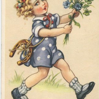 Meisje met bosje bloemen