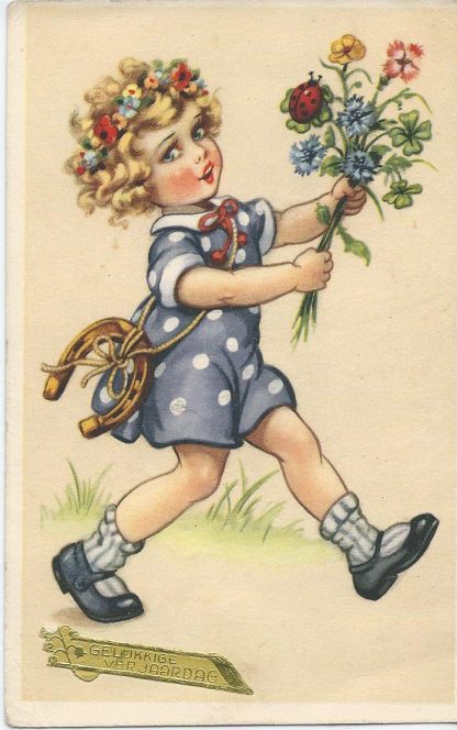 Meisje met bosje bloemen