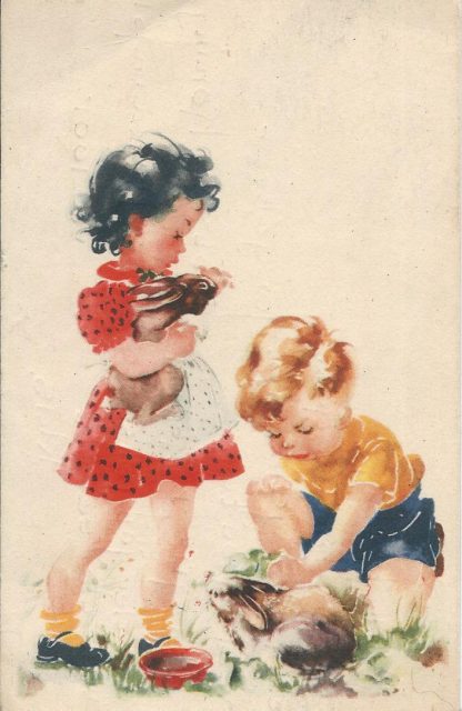 Kinderen met konijntjes