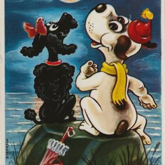 Twee honden in het maanlicht