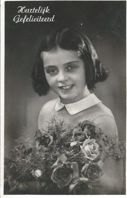 Meisje met rozen  -  fotokaart