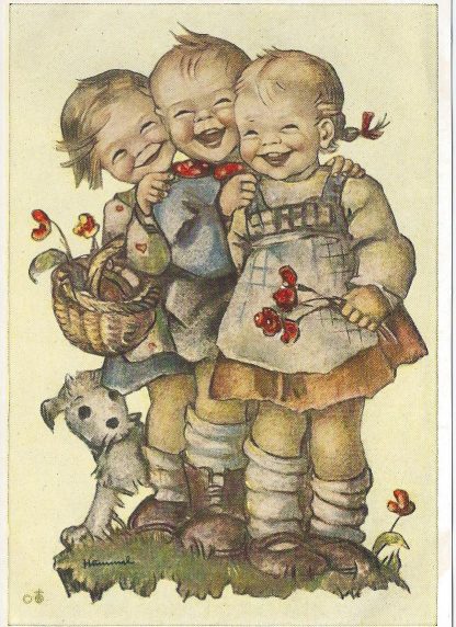 Drie lachende kinderen  -  Hummel