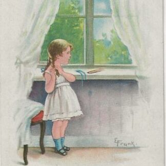 Meisje vlecht haar haar  -  ill. E. Frank