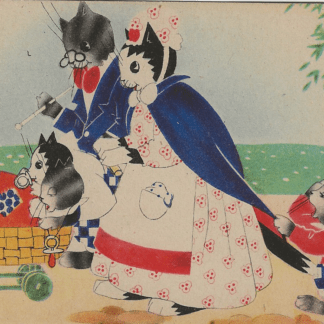 Poezenfamilie aan de wandel  -  Willy Schermelé