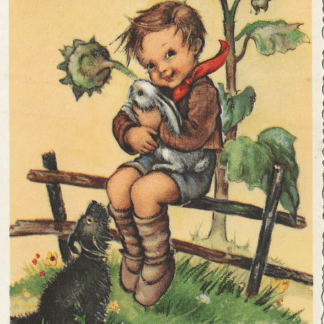 Jongen met konijn en hond - ill. Hilde