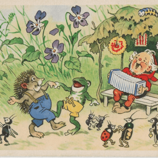 Kabouter met trekharmonica; egel en kikker dansen - Fritz Baumgarten